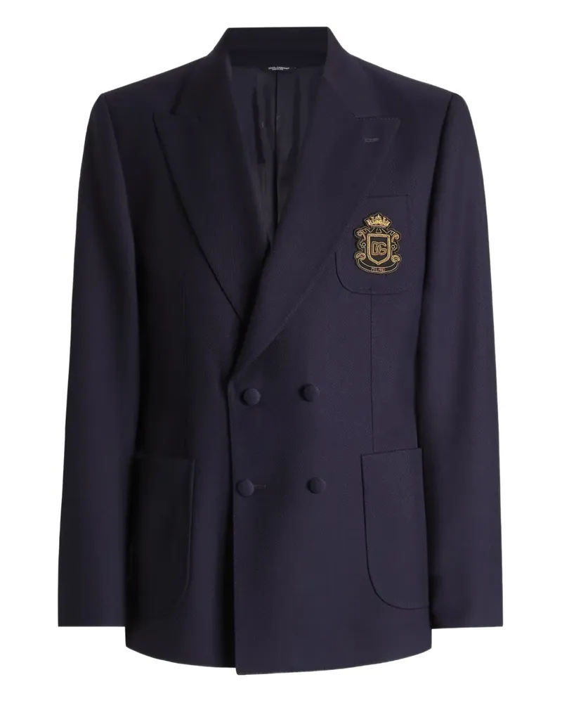 Dolce & Gabbana Doppelreihiger Blazer mit Wappenapplikation - Blau Blau