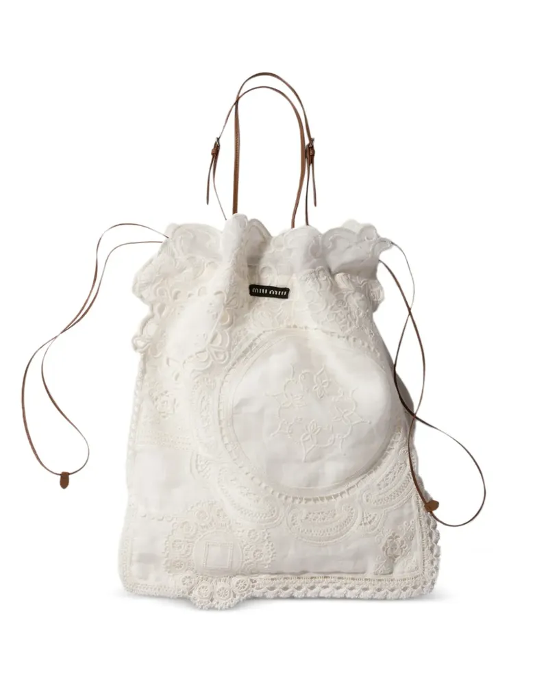 Miu Miu Tote Bag aus Spitze - Weiß Weiß