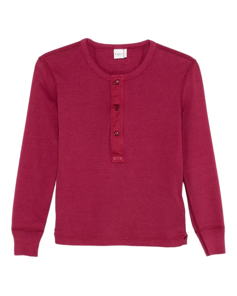 Chloé button-placket long-sleeve top - Rosa Rosa