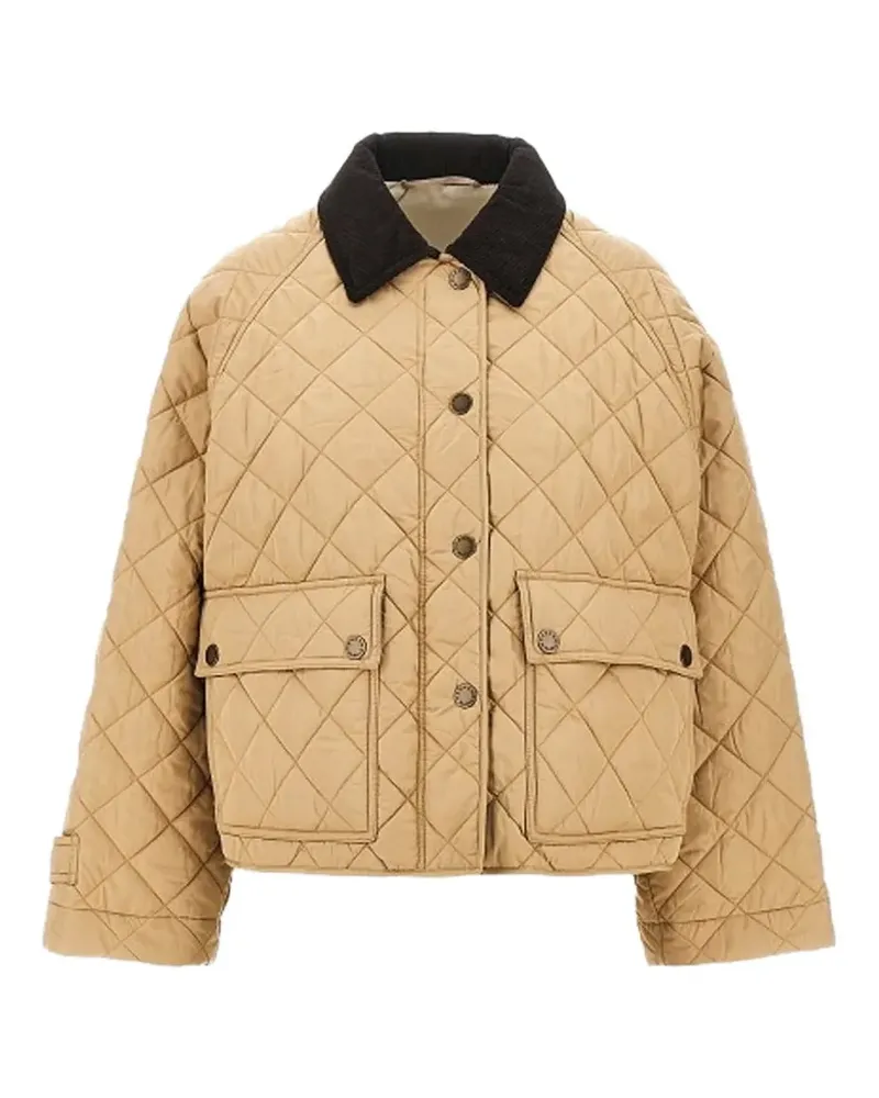Max Mara quilted corduroy-collar jacket - Nude Nude