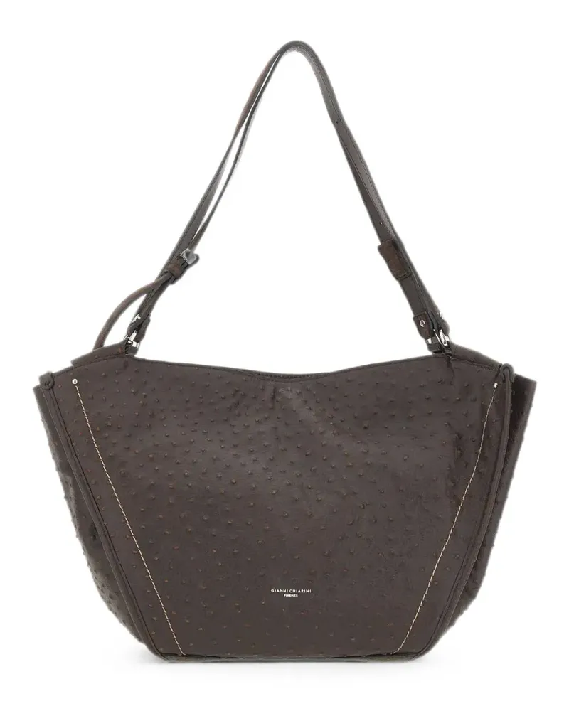 Gianni Chiarini Bloom ostrich-effect leather shoulder bag - Braun Braun