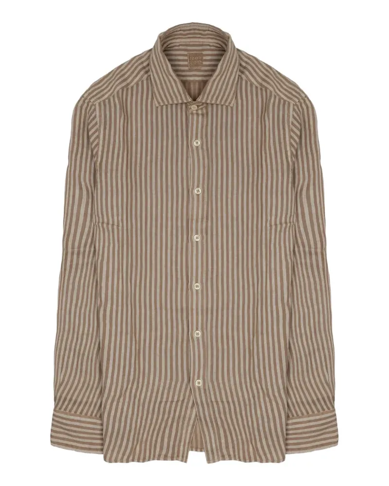 120% Lino vertical-stripe linen shirt - Braun Braun