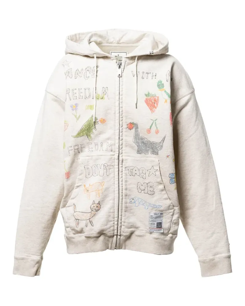 MIHARAYASUHIRO Kapuzenjacke mit Kritzel-Print - Nude Nude