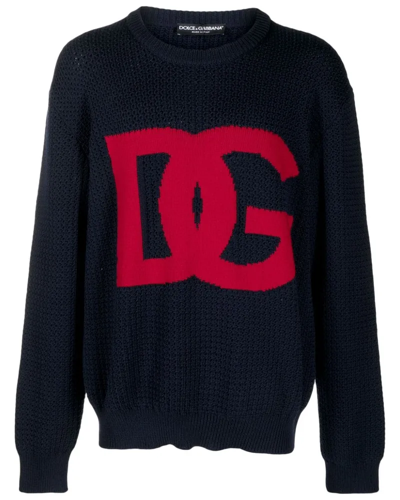 Dolce & Gabbana Pullover mit Intarsien-Logo - Blau Blau