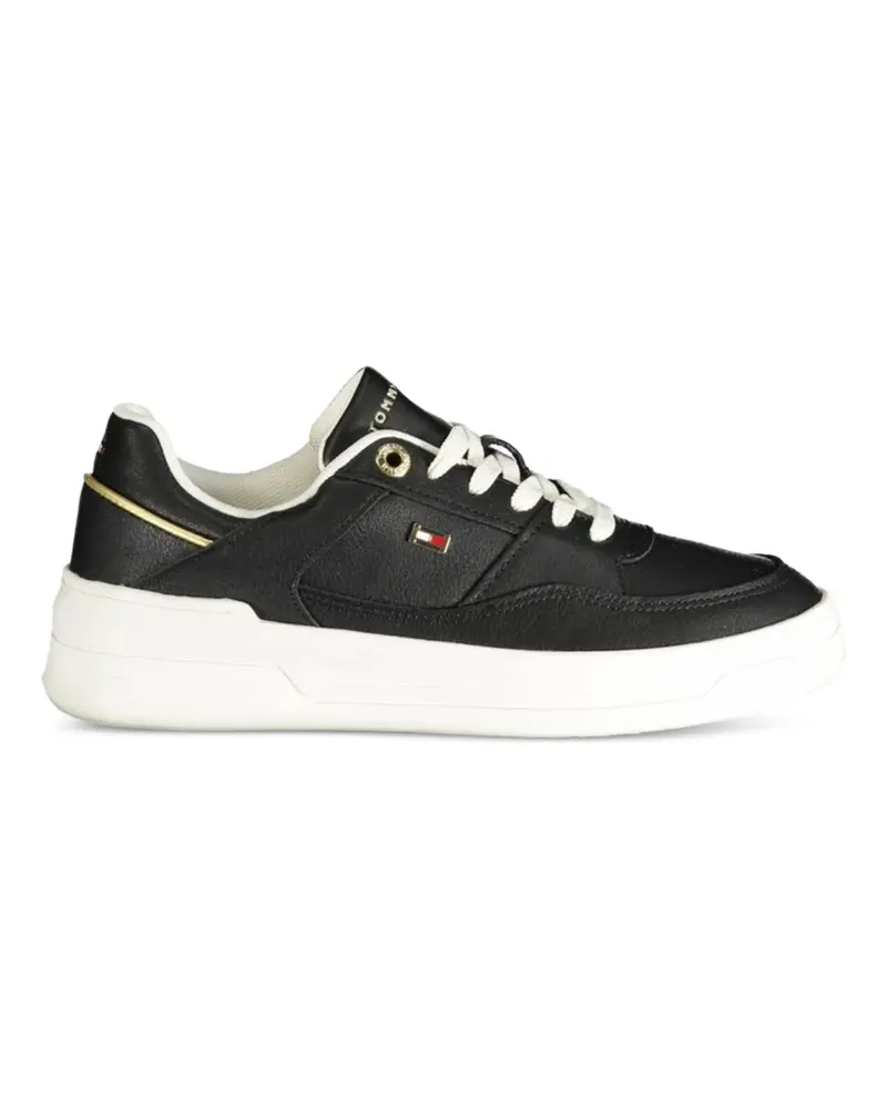 Tommy Hilfiger gold-accented leather sneakers - Schwarz Schwarz