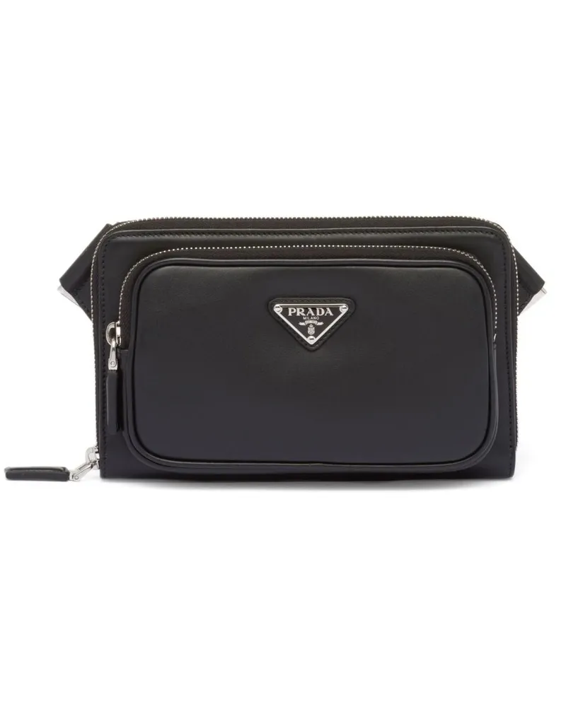 Prada Schultertasche mit Logo-Schild - Schwarz Schwarz