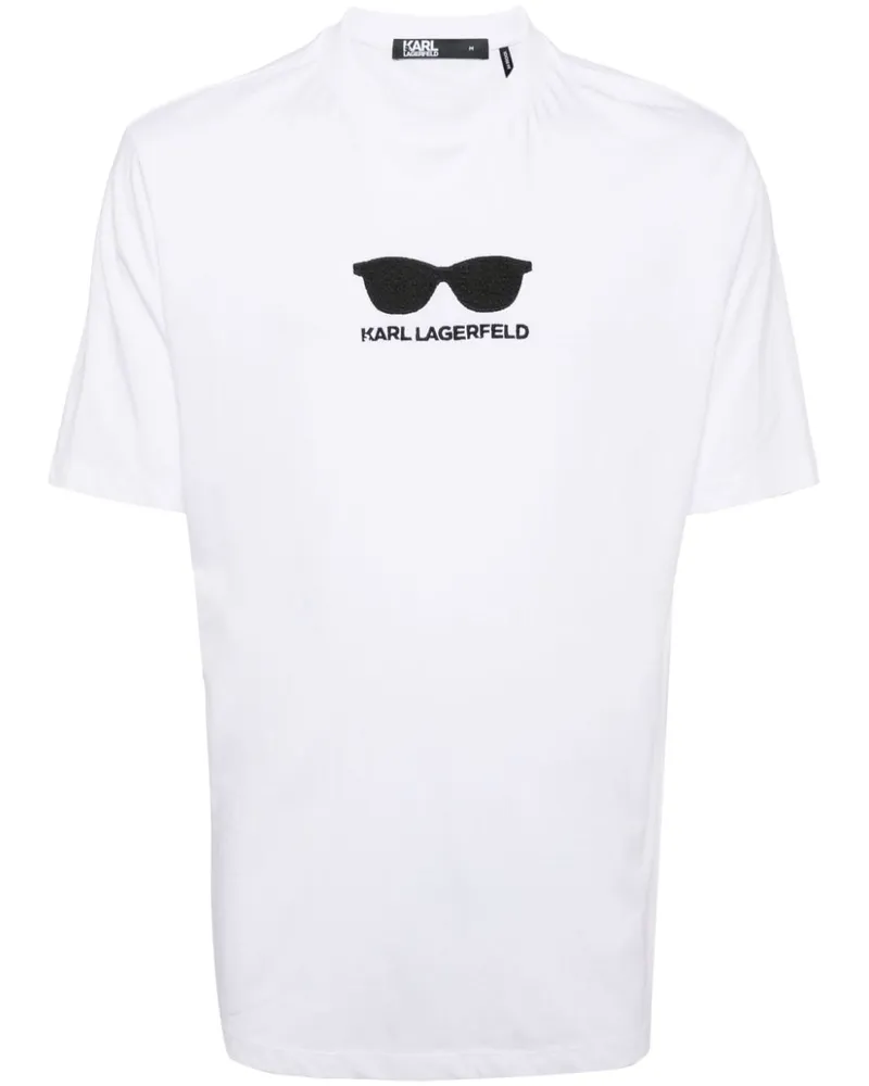 Karl Lagerfeld T-Shirt mit Sonnenbrillen-Stickerei - Weiß Weiß