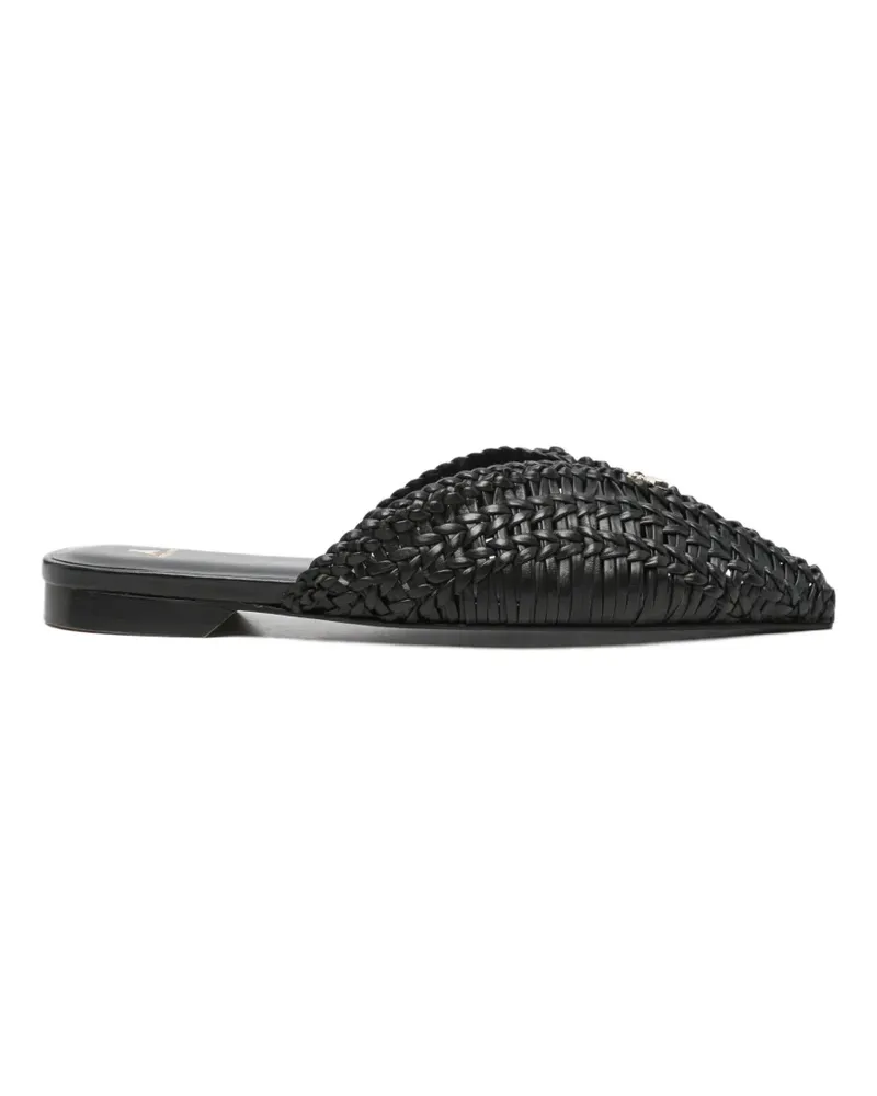 Patrizia Pepe woven pointed-toe leather mules - Schwarz Schwarz