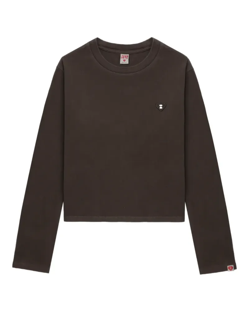BAPE Langarmshirt mit Applikation - Braun Braun