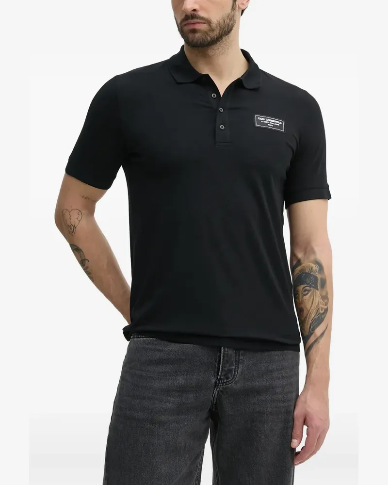 Karl Lagerfeld Poloshirt mit Patch - Schwarz Schwarz