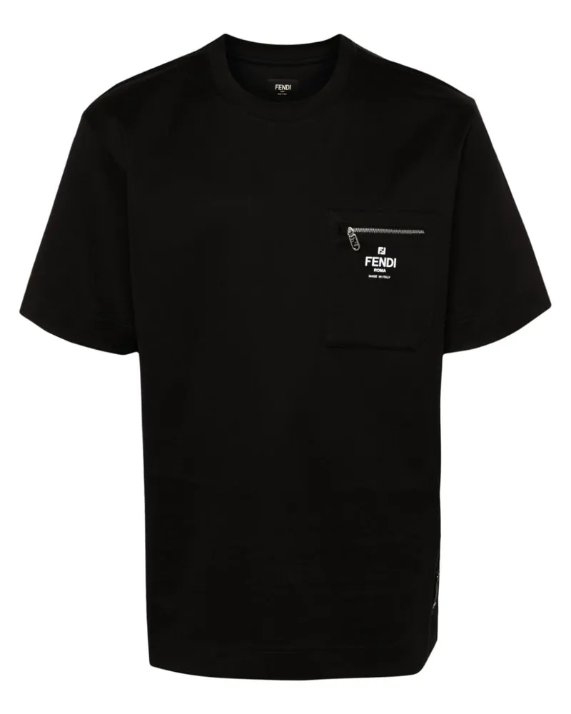 Fendi T-Shirt mit Logo-Print - Schwarz Schwarz