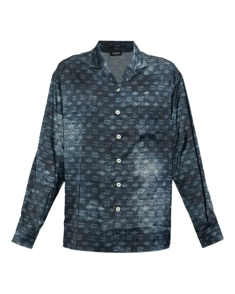 Dsquared2 Pyjama mit Logo-Print und Knopfleiste - Blau Blau