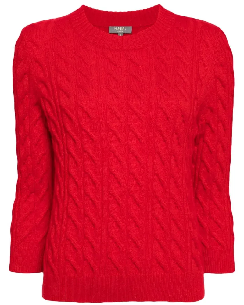 N.Peal Kaschmirpullover mit Zopfmuster - Rot Rot