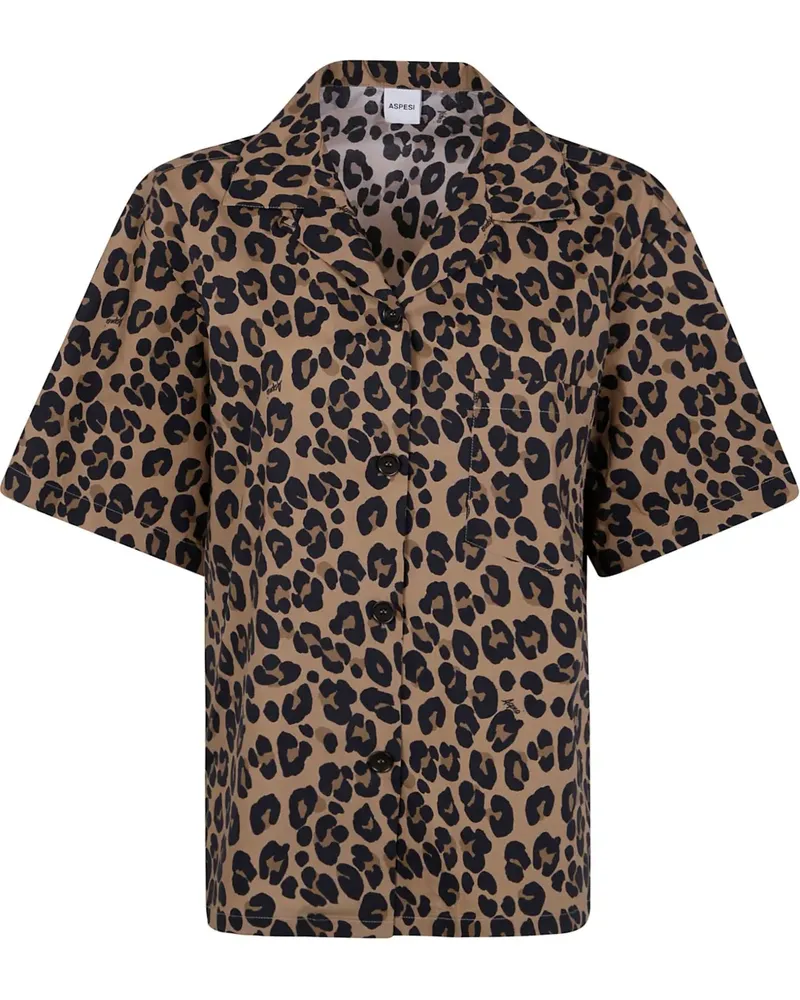 ASPESI Hemd mit Leoparden-Print - Braun Braun