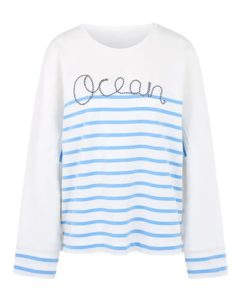 Marc Cain striped cotton sweatshirt - Weiß Weiß