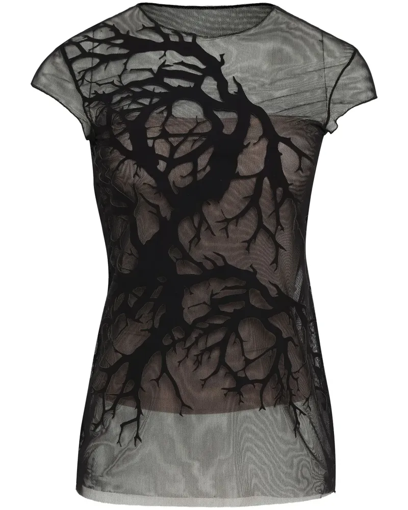 Gloria Coelho T-Shirt mit Baumdetail - Schwarz Schwarz