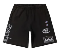 x Aries logo-print raw-cut shorts - Schwarz