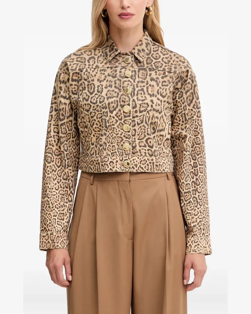 MARCIANO Los Angeles leopard-print button denim jacket - Nude Nude