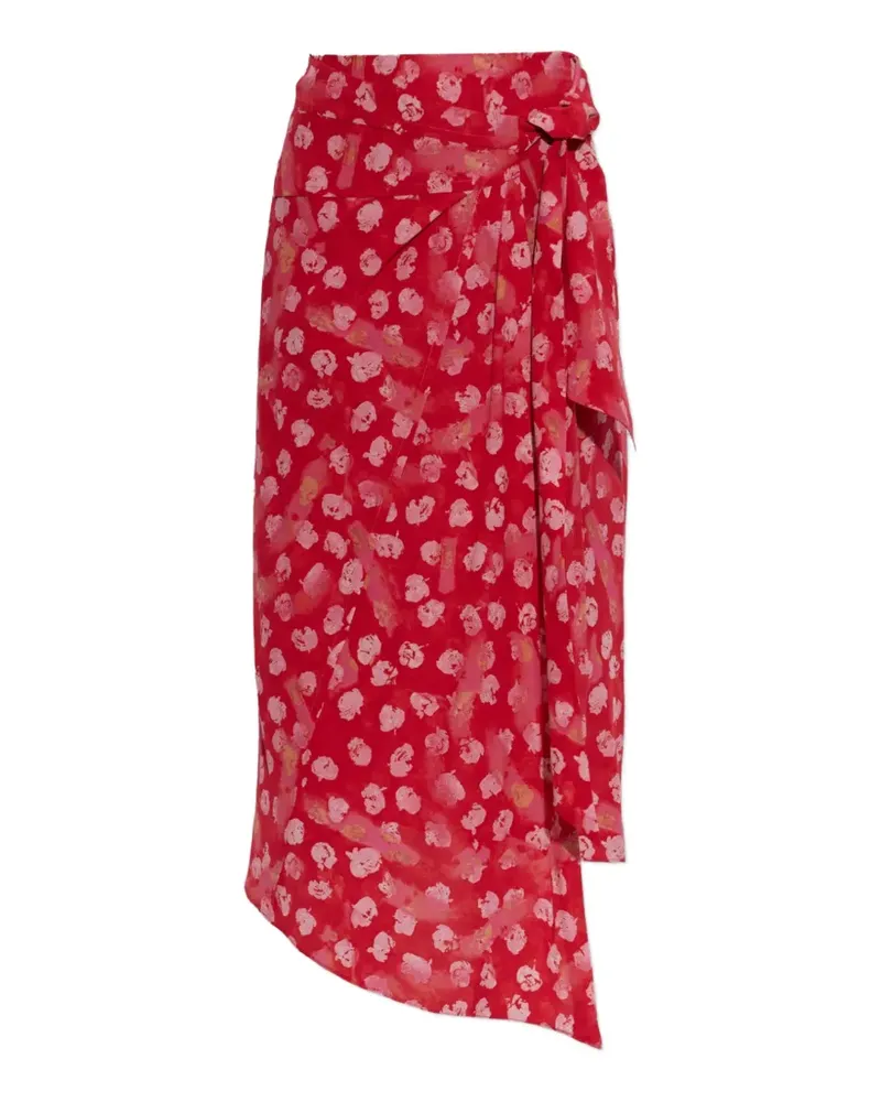 Isabel Marant Faniry Seidenrock mit Blumenprint - Rot Rot