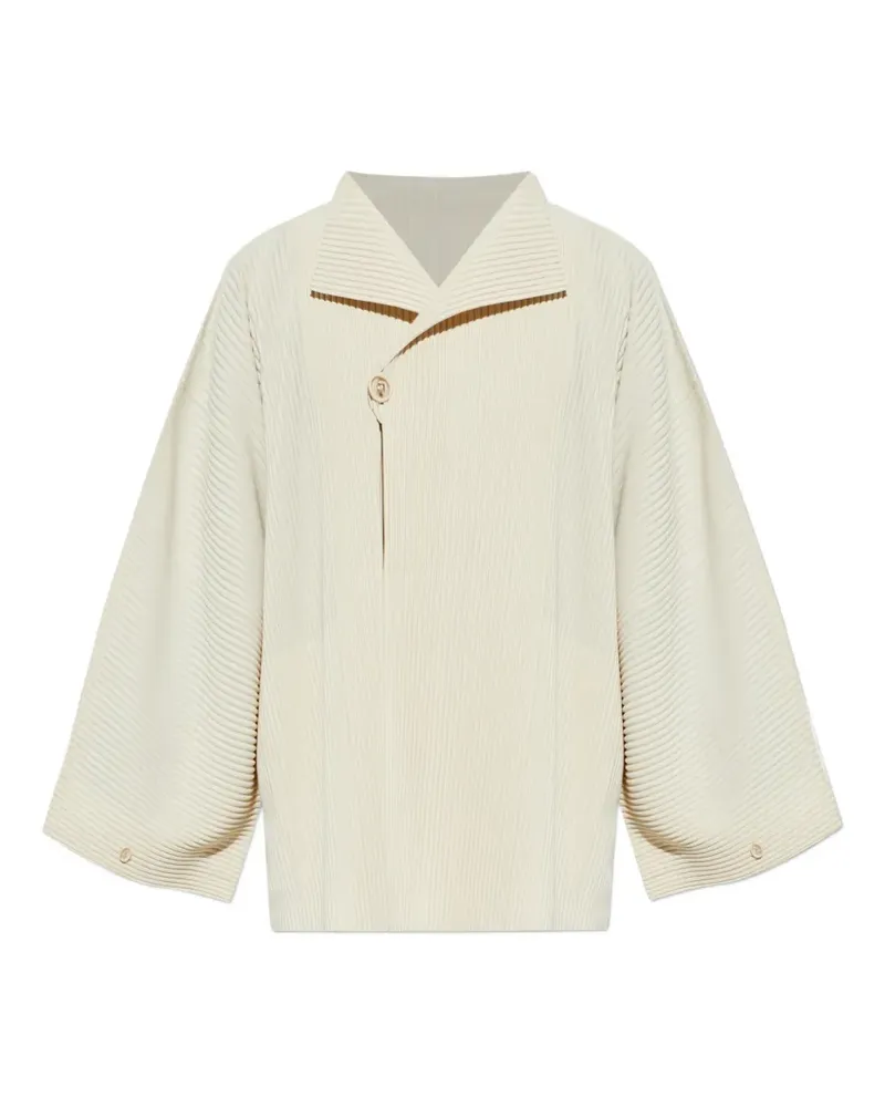 Issey Miyake Wear Or Wrap plissé button jacket - Nude Nude