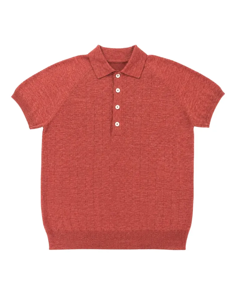 Gran Sasso pointelle-knit raglan-sleeve polo shirt - Rot Rot