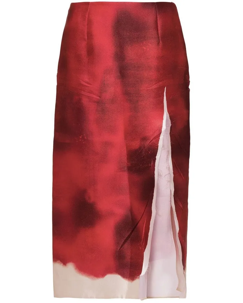 Prada Midirock mit abstraktem Print - Rot Rot