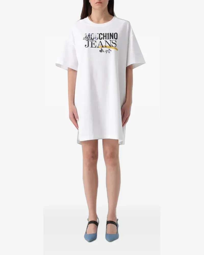 Moschino Mini-T-Shirtkleid mit Logo - Weiß Weiß