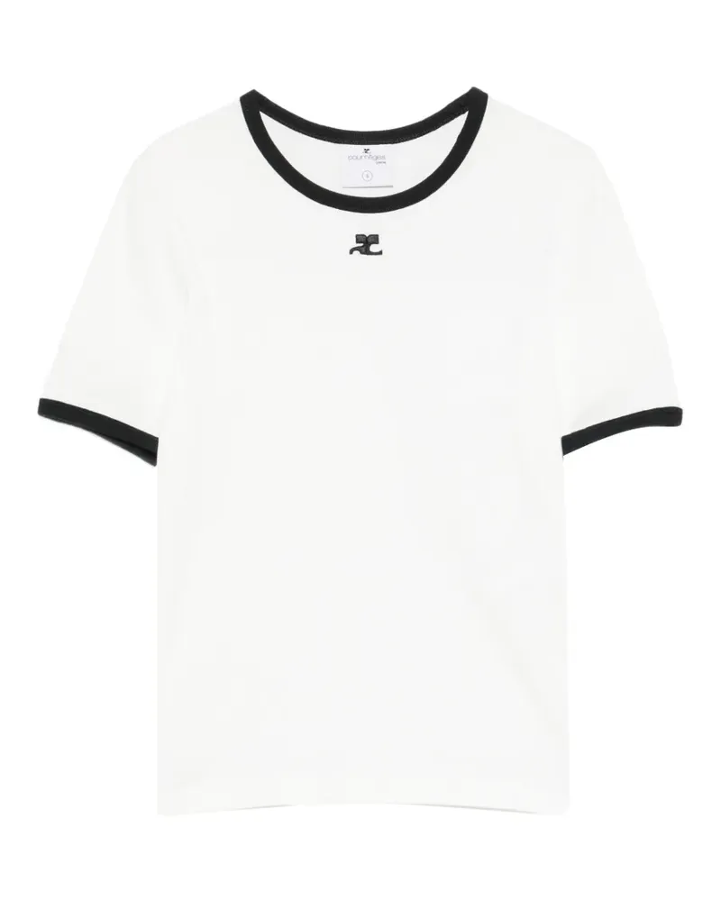 Courrèges T-Shirt mit Logo-Stickerei - Weiß Weiß
