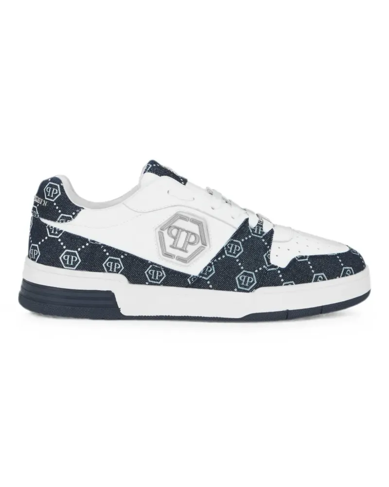 Philipp Plein P-Force Sneakers mit Jeans-Monogramm - Weiß Weiß