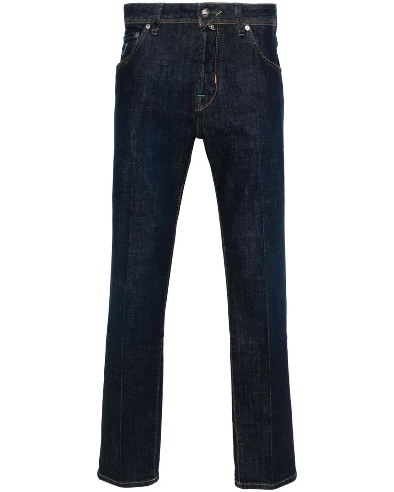 Jacob Cohën Tapered-Jeans mit Logo-Stickerei - Blau Blau