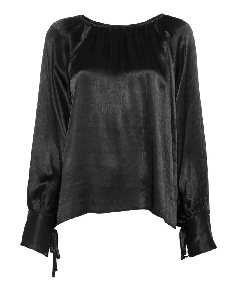 Dixie Oberteil mit Schleifenverschluss aus Satin - Schwarz Schwarz