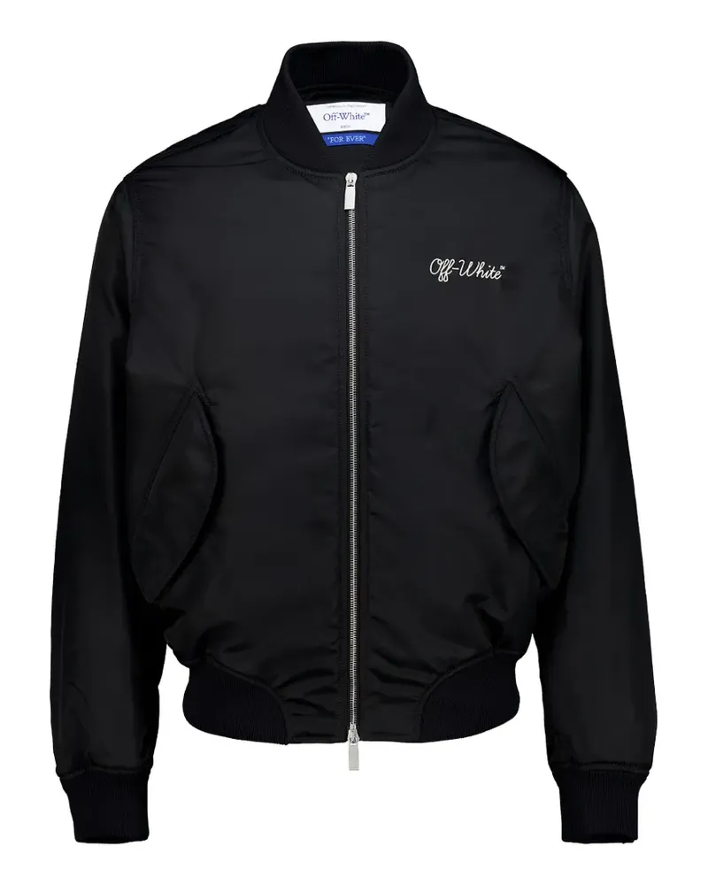 OFF-WHITE logo-embroidered bomber jacket - Schwarz Schwarz