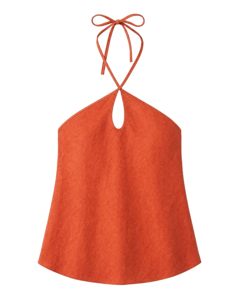 Reformation Rosana halterneck linen top - Orange Orange