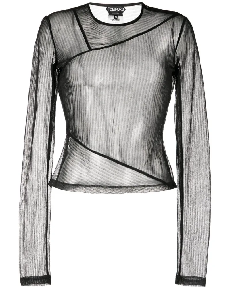 Tom Ford Geripptes Langarmshirt - Schwarz Schwarz