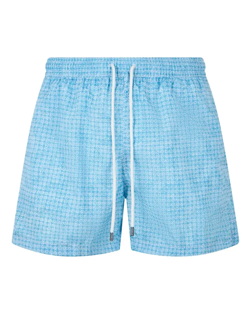 Fedeli geometric-print drawstring swim shorts - Blau Blau