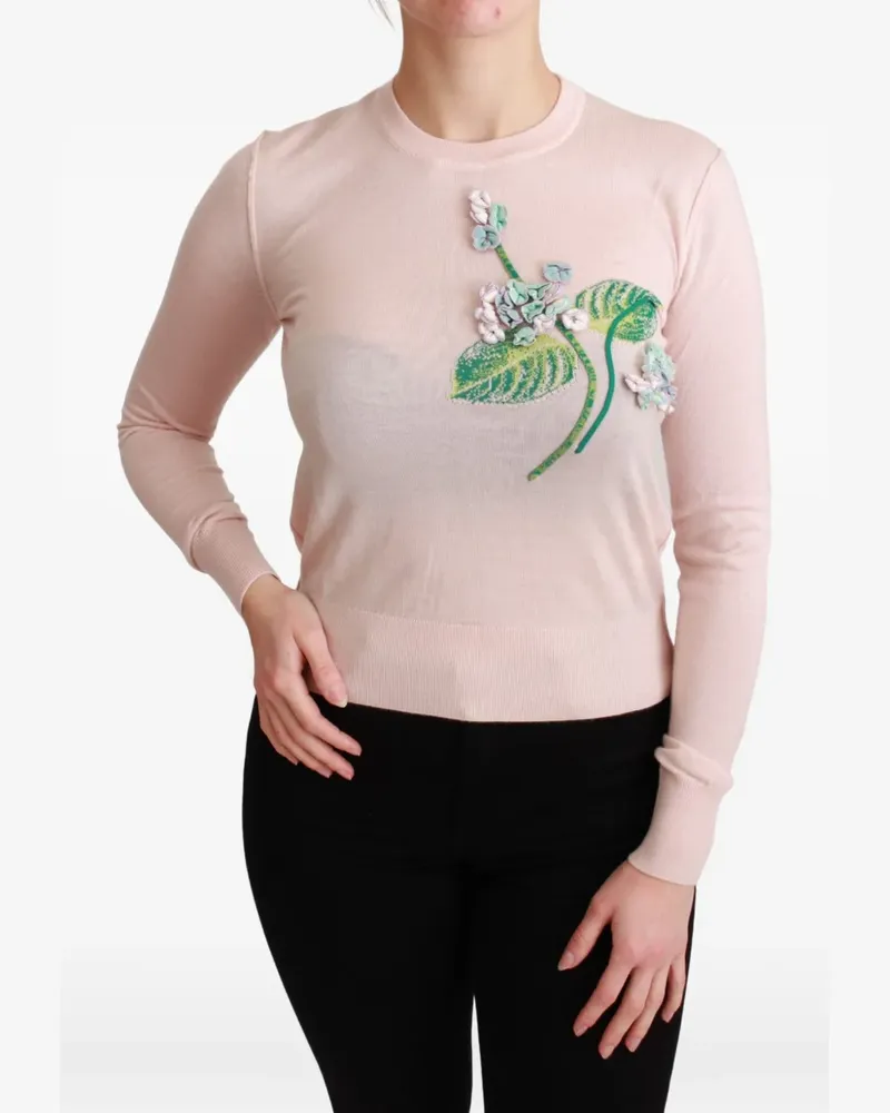 Dolce & Gabbana Kaschmirpullover mit Blumenstickerei - Rosa Rosa