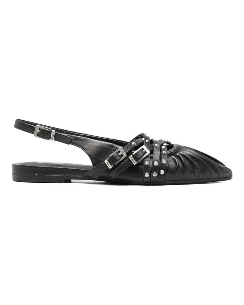 ash studded ruched flat pumps - Schwarz Schwarz