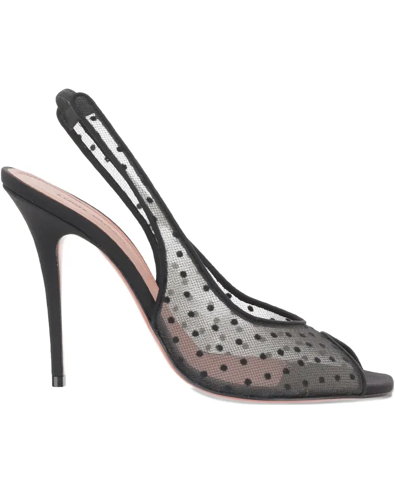 Amina Muaddi Kristina Slingback-Pumps mit Polka Dots 105mm - Schwarz Schwarz