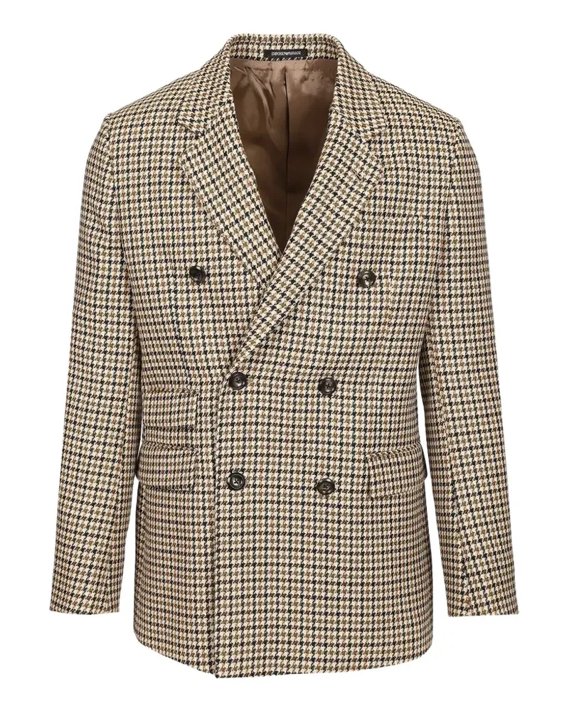 Emporio Armani double-breasted houndstooth blazer - Nude Nude