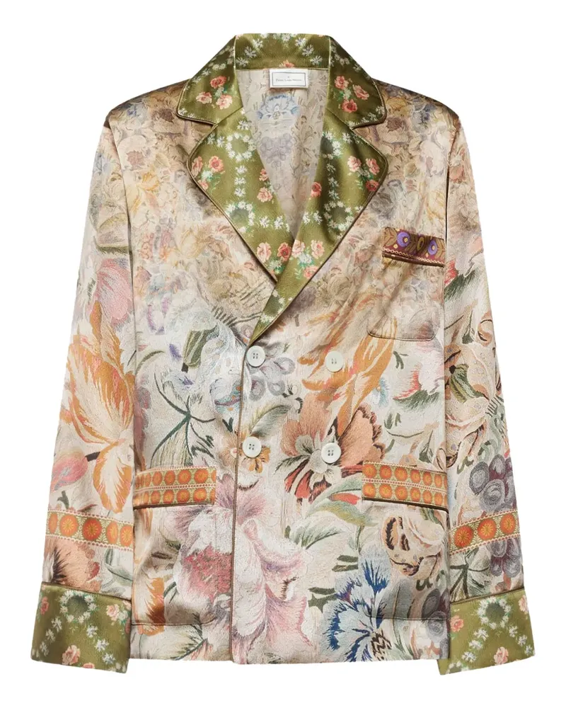 Pierre-Louis Mascia floral-print double-breasted jacket - Nude Nude