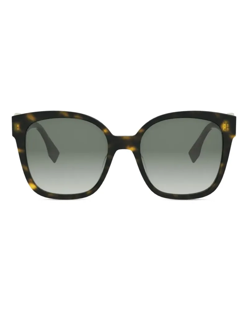 Fendi Sonnenbrille mit eckigem Gestell - Schwarz Schwarz