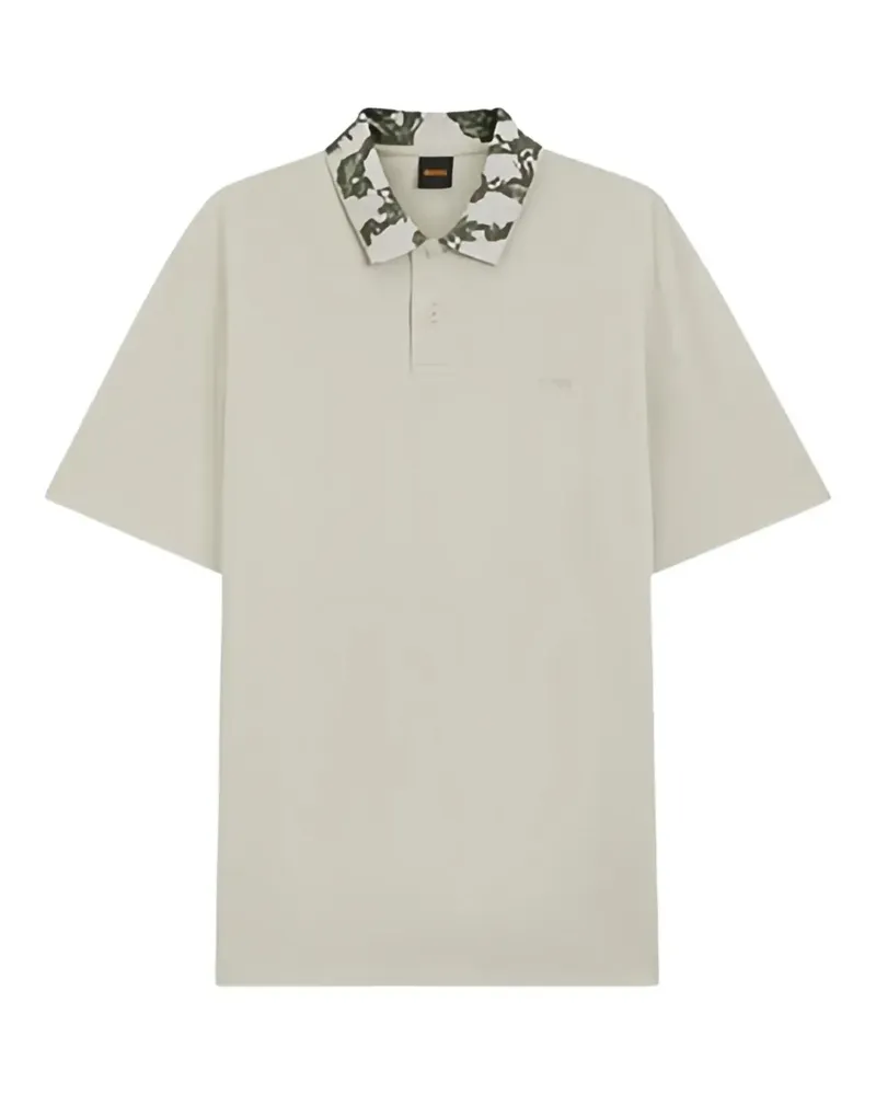 HUGO BOSS graphic-print collar polo shirt - Nude Nude