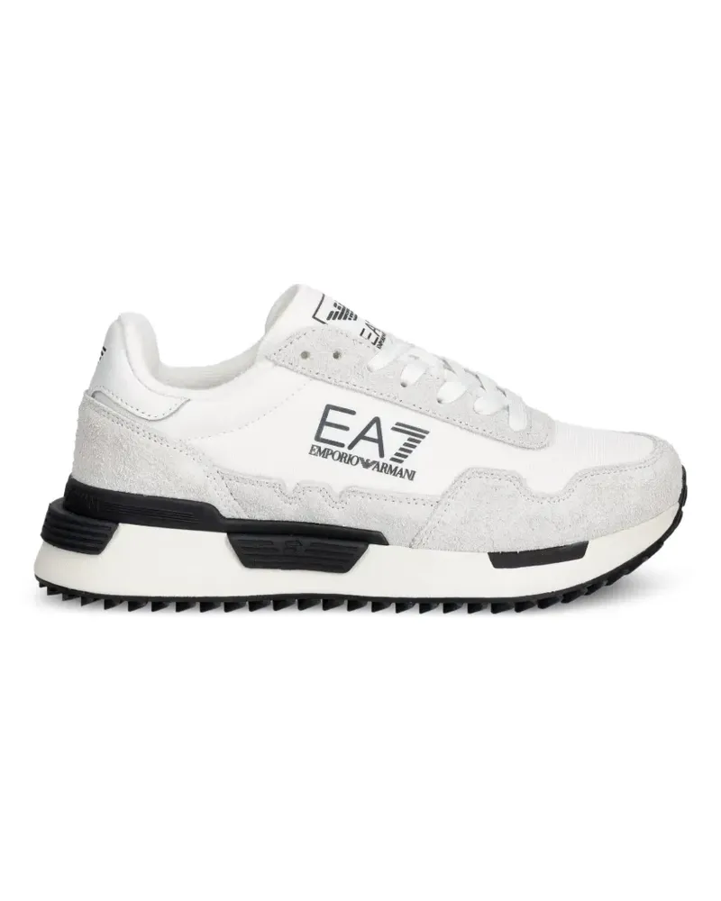 EA7 logo-print panelled sneakers - Weiß Weiß