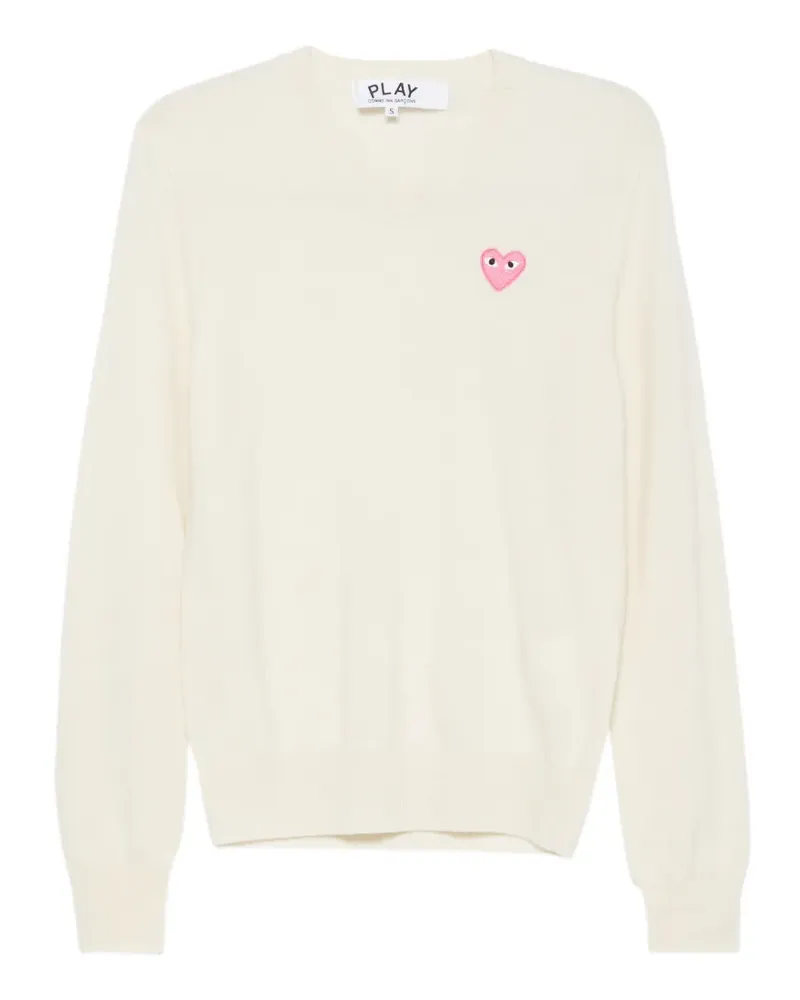 Comme des Garçons Pullover mit V-Ausschnitt und Herz-Patch - Nude Nude