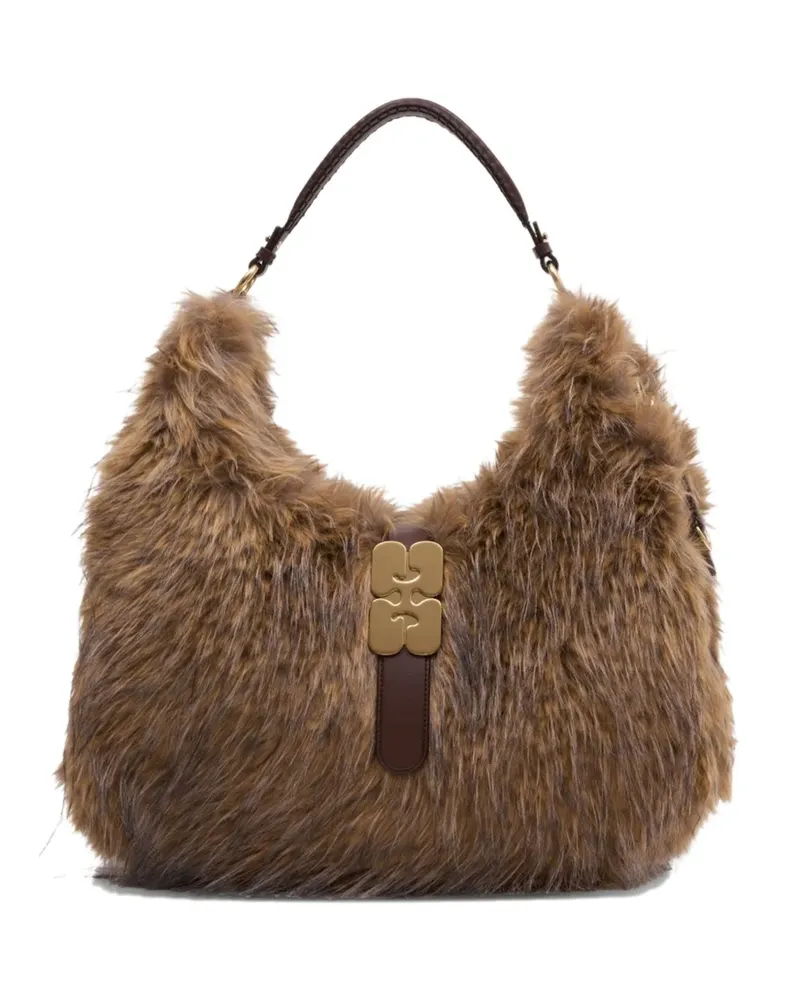 Ganni large Kat shoulder bag - Braun Braun