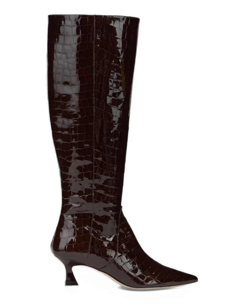 Stuart Weitzman Vinnie zip croc-effect leather boots - Braun Braun