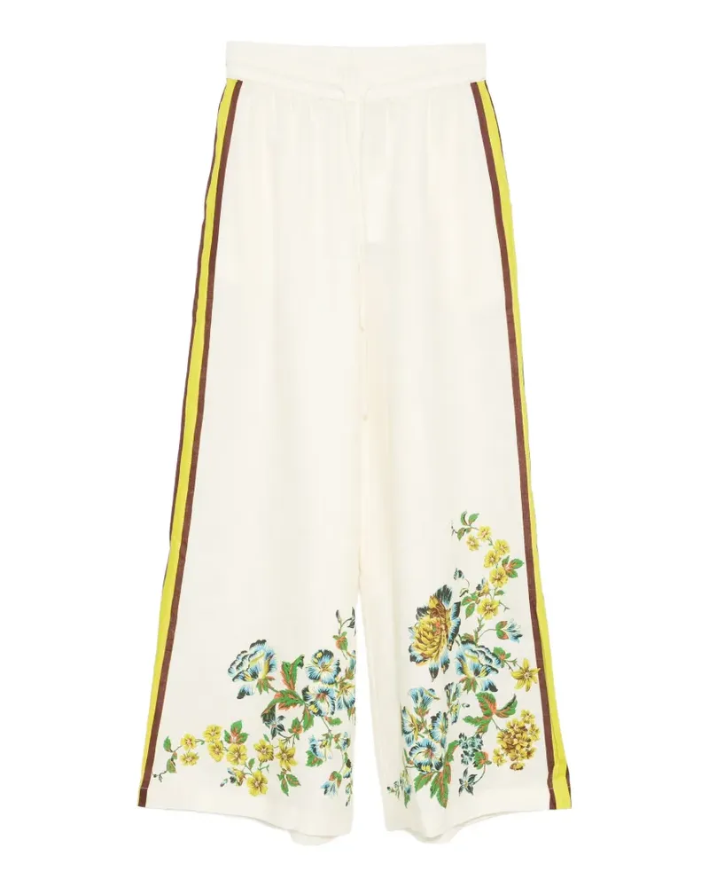 ALEMAIS Gestreifte Phyllis Palazzohose mit Blumenprint - Nude Nude