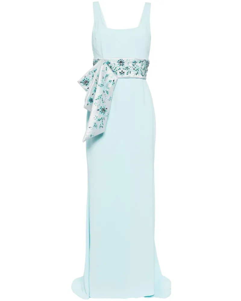 Badgley Mischka Ärmelloses Abendkleid mit Schärpe - Blau Blau
