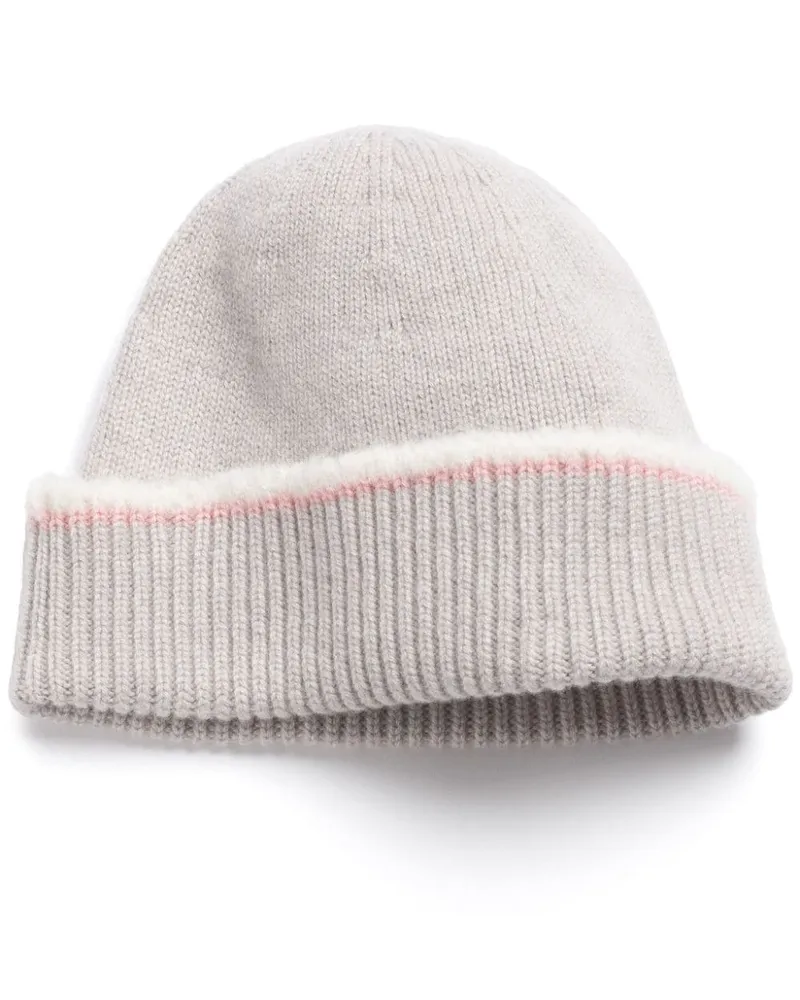Barrie Kaschmir-Beanie mit Shearling-Besatz - Nude Nude