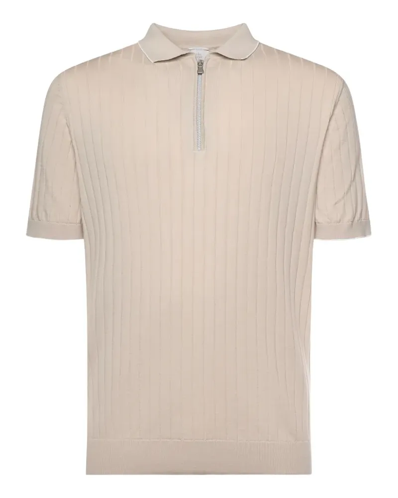 Eleventy zip-neck ribbed polo shirt - Nude Nude